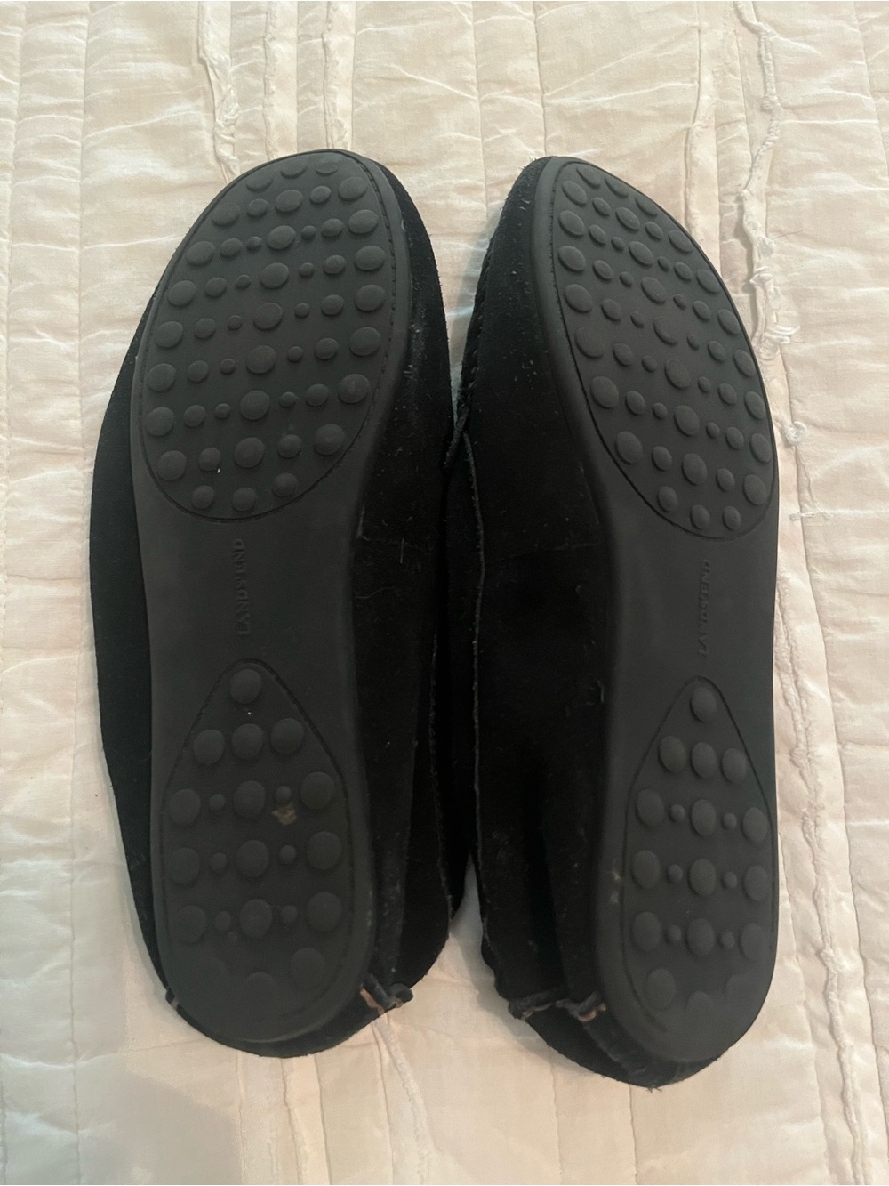 Lands End Black Suede Loafer Mocassins Size 8 FLAWED - Picture 2 of 5